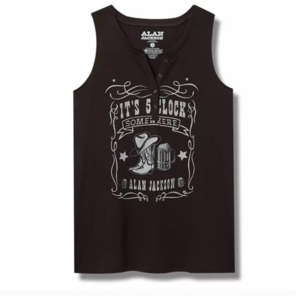 Torrid Alan Jackson It's 5 O'Clock Somewhere Black Tank Top